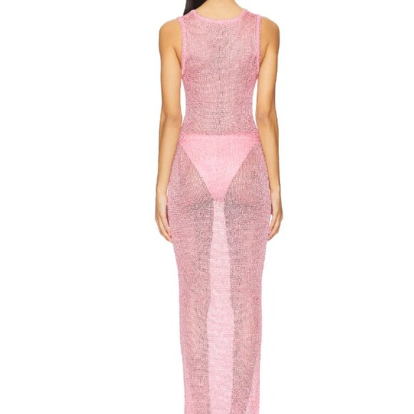 NWT - Superdown Alix Crochet Sequin Maxi Dress - Pink - Size Large - Picture 2 of 5